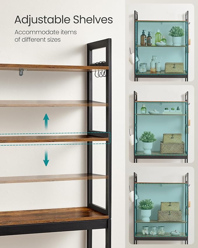 SONGMICS 3-Tier Bamboo Over The Toilet Storage, Adjustable Shelf, 66.9''H - Image 5