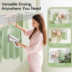 Vikaqi Wall Mounted Clothes Drying Rack 40 inches, Foldable Wall Mount Laundry Rack Folding Indoor, Drying Rack Clothing Collapsible, Hidden Space Saver with Wall Template, 6 Rods, White - Image 5