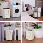 efluky Slim Laundry Hamper with Wheels, Rolling Laundry Basket for Clothes, Small Laundry Basket for Bedroom, Dorm and Laundry Room, 90L (19.8 Gallons) Beige - Image 6
