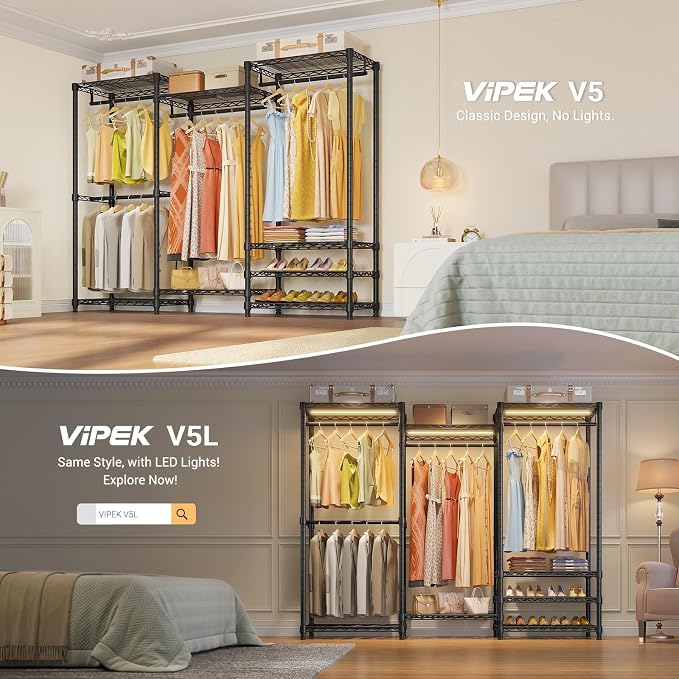 VIPEK V5 Heavy Duty Clothes Rack, Freestanding Modular Closet System, Black - Image 3