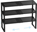 Cabinet Shelf Organizer, Spice Rack,Stackable, Expandable, Rust Resistant, Convenient Kitchen Storage, Metal Shelf for Kitchen, Countertop, Restroom(3Packs/Black,Medium) by Ipotivespaceorganization