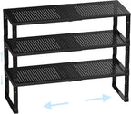 Cabinet Shelf Organizer, Spice Rack,Stackable, Expandable, Rust Resistant, Convenient Kitchen Storage, Metal Shelf for Kitchen, Countertop, Restroom(3Packs/Black,Medium) by Ipotivespaceorganization