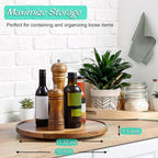 12" Acacia Wood Lazy Susan Turntable Organizer, Lazy Susan for Table Top Cabinet Dining Pantry Countertop Cupboard Organization, Decorative Tray for Kitchen Bathroom Decor Coffee Bar Accessories - Image 2