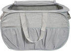 Collapsible Laundry Baskets with Lid, Foldable Laundry Basket with Pockets, Pop Up Laundry Hamper with Dual Handles, 99L Sturdy Hampers for Clothes, Groceries, Supplies, Tools, Grey by Bemkoo