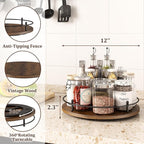 12" Lazy Susan Turntable Organizer,Round Wooden Lazy Susan Organization and Rotating Spice Rack for Dining Table,Pantry,Kitchen Countertop,Vanity,Cupboard and More.Vintage Wood(Round) - Image 3
