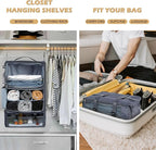 Surblue Hanging Travel Shelves Compression Packing Cube for Carry-on Luggage Suitcase Collapsible with Extension Layer Large Capacity, Grey, XXL - Image 2