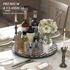 AMH18-Inch Black and White Checkerboard Lazy Susan Decorative Tray - Image 3