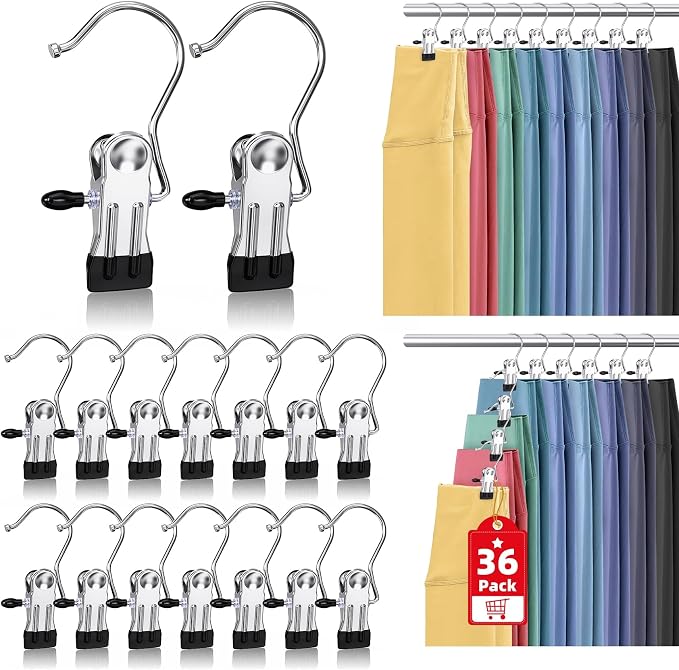 36 Pack Boot Hangers Clips for Closet, Heavy Duty Pants Hangers with Clips by Besslly