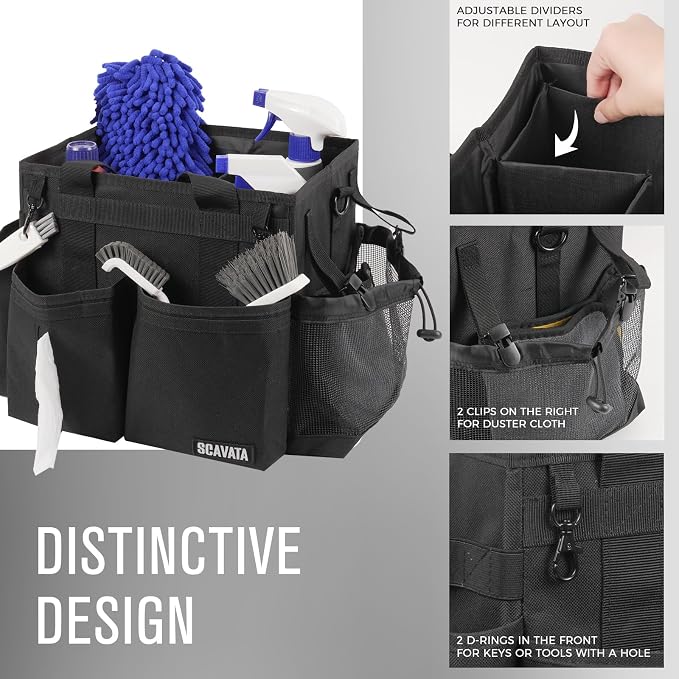 SCAVATA Compact Wearable Cleaning Caddy with Handle & Shoulder Straps - Image 3