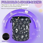 Witch Skull Gothic Laundry Basket Foldable Oxford Cloth Hamper 18.9x16.5 In - Image 5