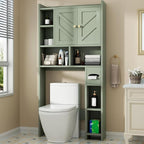 Shintenchi Over the Toilet Storage Cabinet, Bathroom Storage Cabient with Barn Doors, Bathroom Storage Shelf Organizer with Toilet Paper Holder, Adjustable Shelf and Anti-Tip Device, Green by Shintenchi%7CFurnitureMadeforRealLife