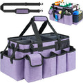 Cleaning Caddy Bag,Extra Large Cleaning Supplies Organizer with Handle for Housekeepers,Purple by ZIOZERTT