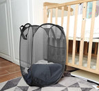 Larpur Popup Mesh Laundry Basket, Collapsible and Portable Clothes Washing Laundry Hamper with Reinforced Carry Handle (Black) - Image 4