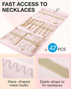 BAGSMART Hanging Jewelry Organizer Necklace/Earring/Ring 2-Sided L Pink - Image 2
