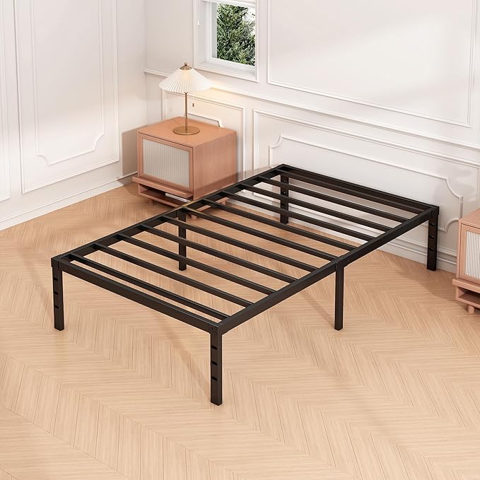 Hafenpo 16 Inch Twin Bed Frame, Under Bed Storage, Black - Image 4