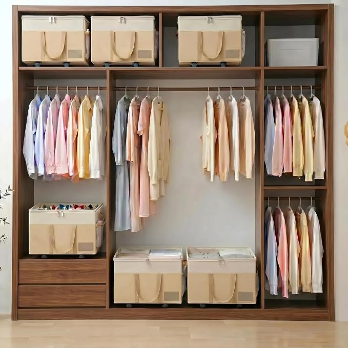 2 Pack Large Shoe Organizer for Closet, 32 Pairs Shoe Storage Box Beige - Image 2