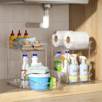 Delamu 2-Tier Under Sink Organizers and Storage, Multi-Purpose Stackable Bathroom Cabinet organizers, Pull Out Kitchen Pantry Organization and Storage with Dividers(4 Pack, Clear) - Image 9