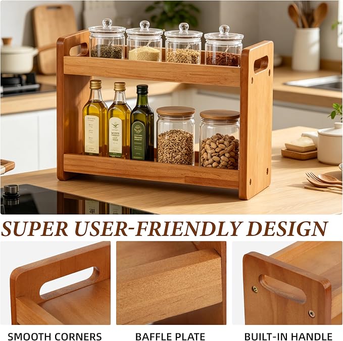 Bathroom Counter Organizer, 2 Tier Bathroom Countertop Organizer, Bathroom Counter Shelf, Wooden Makeup Organizers Countertop, Bathroom Vanity Organizers and Storage for Bedroom, Gifts - Image 2