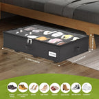 homyfort Under Bed Shoe Storage with Wheels, Fits 24 Pairs, Rolling Shoe Organizer with Bottom Support & Clear Lids, Sturdy Under Bed Storage Box for Shoes, Set of 2, Black - Image 2