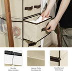 GRANNY SAYS Hanging Closet Organizer, 5 Drawers, 6 Shelves, 6 Pockets | Hanging Closet Organizer with 5 Different Drawer Designs, 6 Shelves & Reinforced Structure for Organized Small Space, Beiges - Image 6