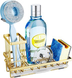 SWTYMIKI Sink Caddy Kitchen Sink Organizer with Detachable Brush Holder, Stainless Steel Sponge Holder with Removable Drip Tray Sponge Caddy for Kitchen Countertop, Gold by SwtyMiki-TidyHomeSweetLife
