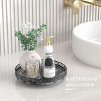 AMH 10-Inch Ancient Wood-Grain Marble Lazy Susan with Black Iron Frame - Image 2