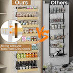 POKIPO 8 Tier Over The Door Pantry Organizer, 2 IN 1 Wall Mount or Hanging Spice Rack Seasoning Shelves with Adjustable Basket, Back of Door Organizer and Storage for Kitchen Cabinet and Room Closet - Image 6