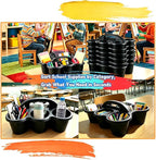 6 Pack Classroom Caddy Organizer with Handle Black Plastic Table Caddy 6 Compartments Storage Cup Holder for School Supplies Art Crafts Crayons Pencils Stackable Desk Caddy for Office Home - Image 6