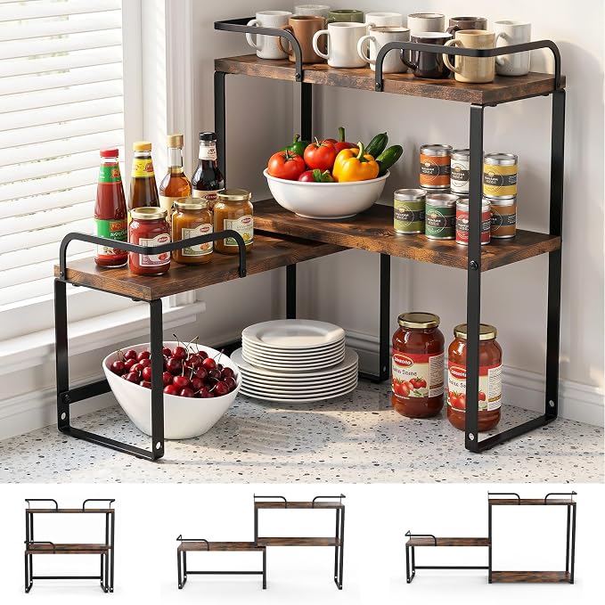 Housolution Stackable Kitchen Countertop Organizer Corner Shelf by Housolution