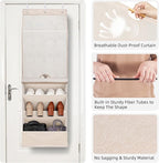 STORAGE MANIAC Over the Door Shoe Organizer with Curtain Dustproof Heavy-Duty Large Deep Pocket Hanging Shoe Organizer for Closet Dorm & Narrow Door Storage Shoe Holder Shoe Rack, 7-Shelf Beige 1 Pack - Image 5