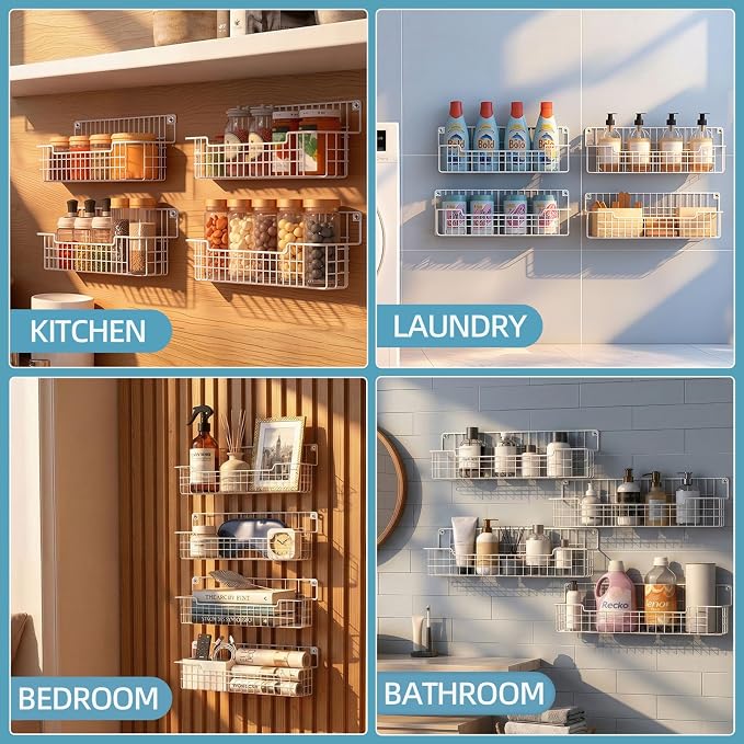 Spice Rack Wall Mount, 4 Pack Spice Organizer, White - Image 8