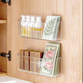 PAVSTINE 2 Pack Adhesive Medicine Cabinet Organizer, Clear Wall Mounted Makeup Storage Shelves for Bathroom Vanity, No Drilling Narrow Organizers for Door Cabinet, 5 Compartment by PAVSTINE
