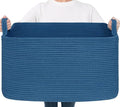 Goodpick Large Woven Rope Blanket Basket, Rectangle, Dark Blue by Goodpick