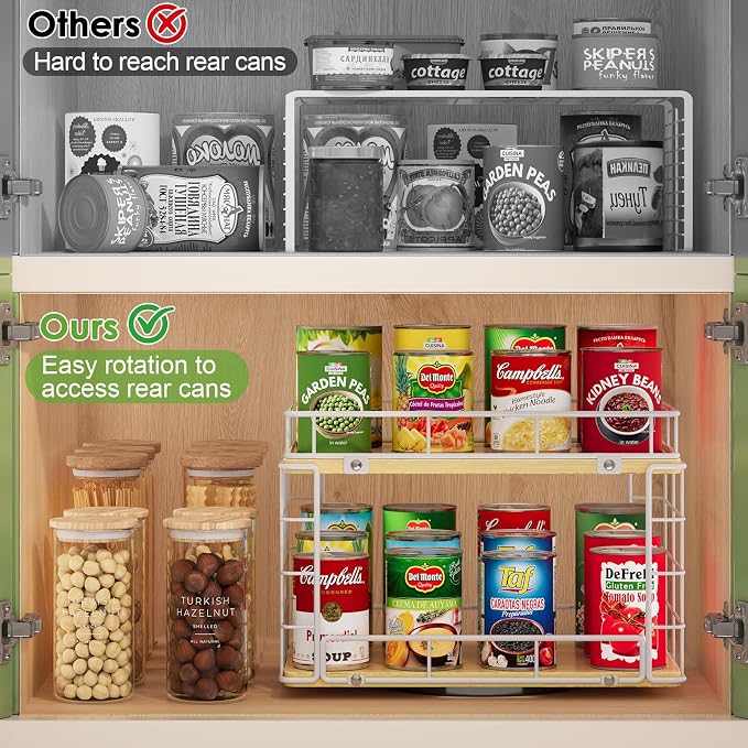 360° Rotating Lazy Susan Can Organizer for Pantry, Holds 26 Cans, White - Image 5