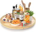 AMH 24-Inch Extra Large Lazy Susan with Solid Oak Base and Black Iron Rail by AMH
