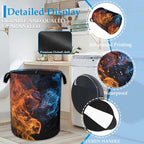 Red Blue Fire Laundry Basket Collapsible Laundry Hamper, Oxford Cloth Storage Bin for Room/Bathroom/Bedroom/Dormitories 16" X 20.8" - Image 3