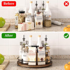 12" Lazy Susan Turntable Organizer,Round Wooden Lazy Susan Organization and Rotating Spice Rack for Dining Table,Pantry,Kitchen Countertop,Vanity,Cupboard and More.Vintage Wood(Round) - Image 5