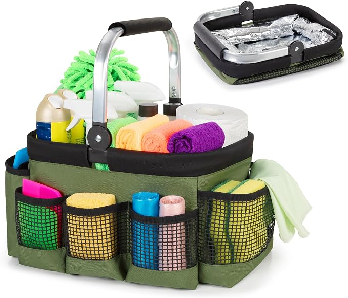 PGmoon Foldable Cleaning Caddy with Rotate Handle and Multi-Pockets by PGmoon