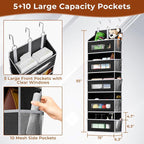2 Pack 5 Tier Over the Door Organizer Space-Saving Storage for Any Room | Black Hanging Closet Organizer with 10 Mesh Pockets and Clear Windows, Closet Organizers and Storage for Bathroom, Bedroom - Image 2
