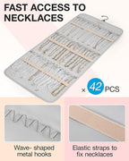 BAGSMART Hanging Jewelry Organizer Necklace/Earring/Ring 2-Sided L Grey - Image 2