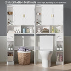 VECELO Over The Toilet Storage Cabinet, Storage Cabinet Over Toilet with Adjustable Shelves & Toilet Paper Holder Stand, Home Space-Saving Toilet Storage, for Bathroom, Restroom, Laundry, White - Image 4