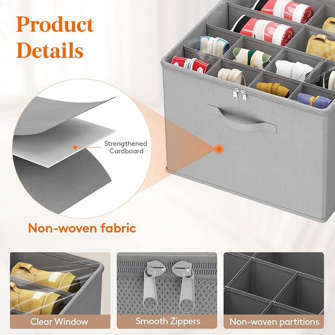 Lifewit Shoe Storage Organizer for Closet, Holder Box, 2 Pack, Light Gray - Image 3