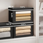 Homsorout Storage Boxes with Lids, Collapsible Storage Bins with Handles, Closet Storage Baskets with Window, Fabric Storage Containers for Organizing Clothes, Towels, Books, 3 Packs, Black - Image 2