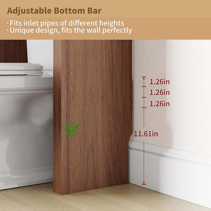 Arched Over the Toilet Storage Cabinet with Fluted Wood Doors, Walnut - Image 4