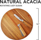 Acacia Wood Lazy Susan, Wood Turntable Tray Cabinet Organizer,14" (Two Pieces) - Image 2