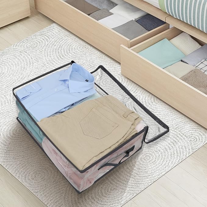 Blanket Storage Bags 6 Pack 35L Clear Plastic Clothes Closet Organizer | Clear Plastic, Zippered Closure, for Clothes Comforters Sweaters Blankets Sheets and Toys, Closet Storage - Image 3