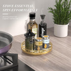 9-Inch Gold Lazy Susan Spice Organizer with Guard Rail - Image 4