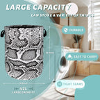 Grey Snake Print Laundry Basket Oxford Cloth Foldable Hamper 18.9x16.5 In - Image 2