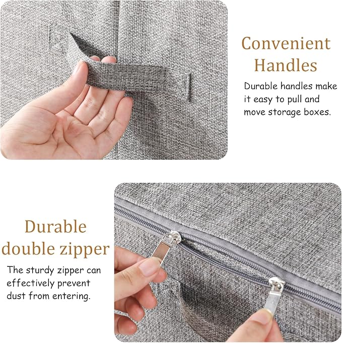 Underbed Storage Boxes with Zippers,19.6x15.7x11.8in,Grey,2 Pack - Image 6