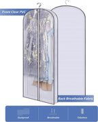 SLEEPING LAMB 60" Gusseted Garment Bags for Closet Storage Clear Dress Bag Hanging Clothes Storage for Long Gowns, Coats, Sweaters, 2 Packs - Image 4